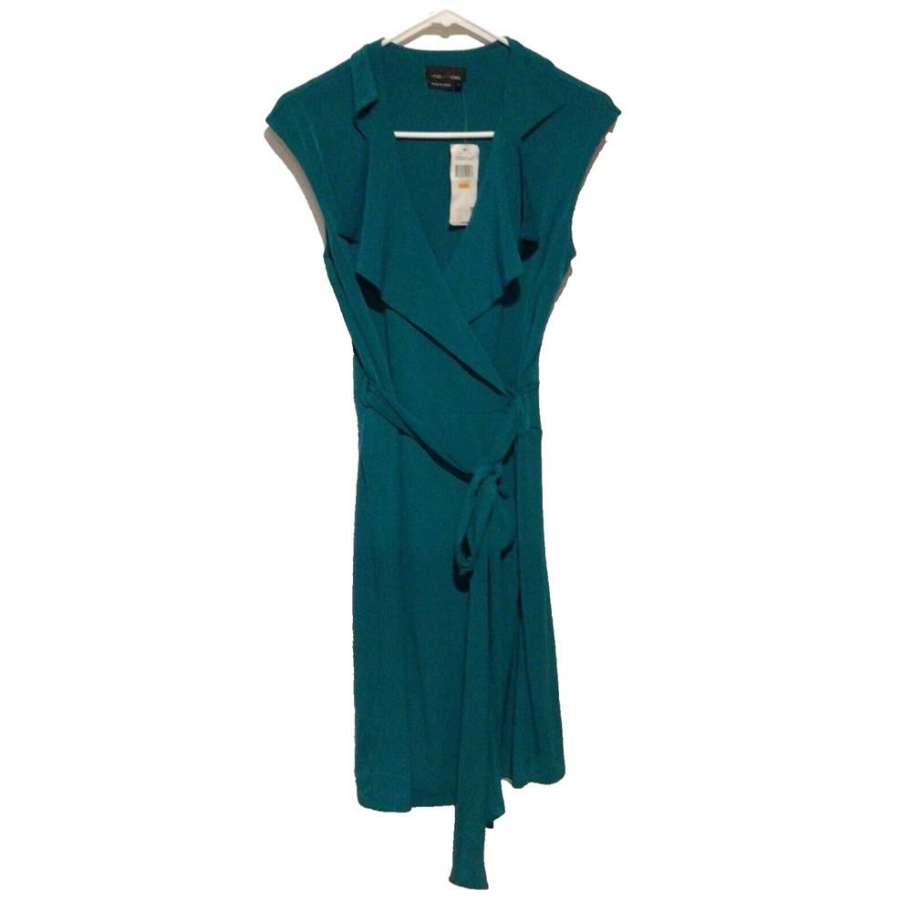 NWT Max and Cleo Green Sleeveless V-Neck Wrap Dress Women’s Size Small